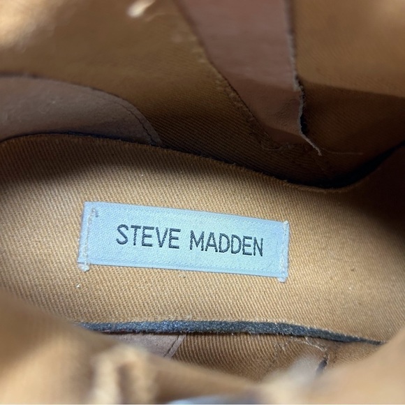 Steve Madden Tan Leather Western Style Pointed Toe Ankle Boots Size 36 Zipper - Picture 10 of 13